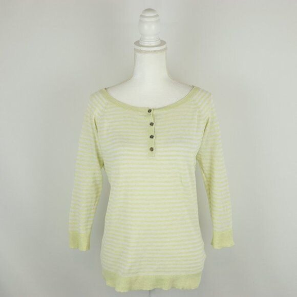 Columbia Women's Small Green White Linen Blend Lightweight 3/4 Sleeve Sweater - Picture 1 of 7